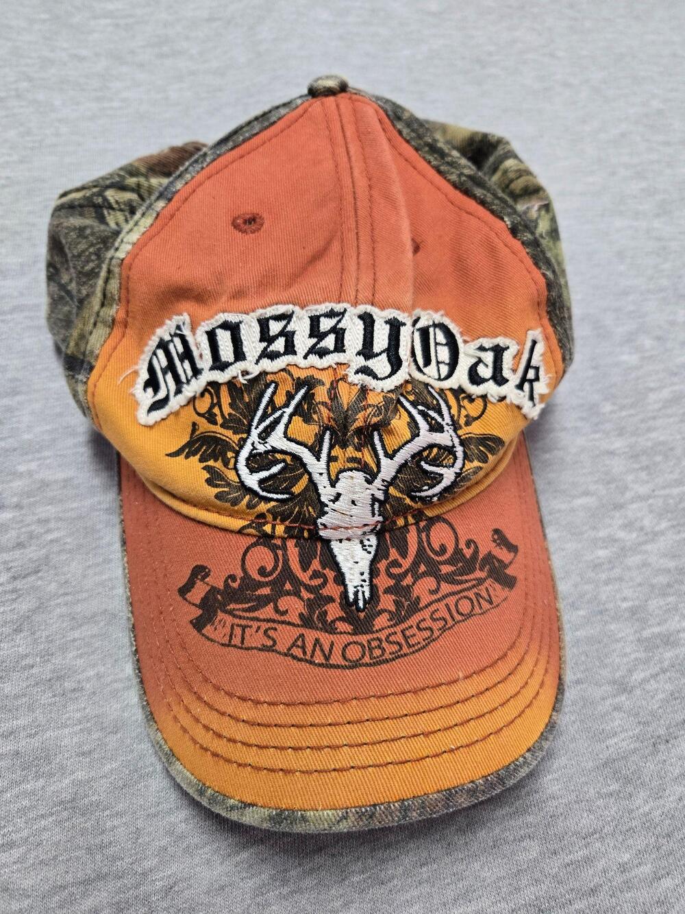 Paramount Outdoors Mossy Oak Hat Cap Fitted Mens OSFM Orange Camo Deer Skull